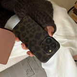 Qfdian Matte Leopard Amber Silicone Back Cover Neutral Mobile Phone Case For iPhone 16 15 14 13 12 11 Pro Max Protective Fundas Cover