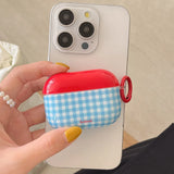 Qfdian Retro Plaid For Apple AirPods1/2 3 4 Pro 2 2nd Generation Wireless Bluetooth Earphone Charging Box Case Girl Soft Silicone Cover