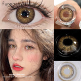 Qfdian  1 Pair Big Eyes Colored Contact Lenses Natural Brown Eyes Lens Gray Pupils Eyes Makeup Korean Style Contact Yearly Use