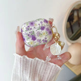 Qfdian  Transparent purple flower is suitable for Apple airpods4th generation Bluetooth headset case Airpodspro2nd generation