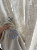 Qfdian  Finished Embroidery Simple Curtains for Living Room Linen Blackout Bedroom Floor To Ceiling Windows Custom Thermal