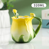 Qfdian Ceramic Rose Coffee Cup Saucer Exquisite Butterfly Kettle Afternoon Camellia Flower Teacup Flower Decoration Milk Coffee Cup New