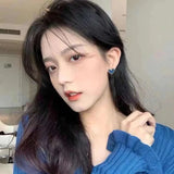 Cute Korean Earrings Heart Bling Zircon Stone Rose Gold Color Stud Earring for Women Fashion Jewelry 2021 New Gift