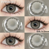 Qfdian  1 Pair New Color Contact Lenses for Eye Beautiful Pupil Fashion Blue Soft Lenses Gray Natural Contacts Yearly Cosmetics