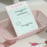 Qfdian  Desktop Ironwork Storage INS Metal Sundries Organizer Basket Pens Makeup Brushes Classification Basket Office Home Organization
