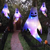 Qfdian  Hanging Ghost Halloween LED Luminous Ghost Children's Gift Scary Party Props Home Outdoor Courtyard Bar Hanging Ghost Decoration