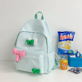 Qfdian Streetwear Travel Backpacks for Women Students Fashion All Match Trendy Schoolbags Sweet Y2k Aesthetic Plaid Kawaii Bow Backpack
