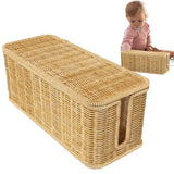 Qfdian  Cord Organizer Box Hand-woven Wire Storage Box Breathable Cable Hider Box Cord Hider Wire Box Desktop Data Line Plug Holders