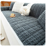 Qfdian  Autumn and Winter Plush Sofa Cover Jacquard Anti Slip Thick Warm Solid Color Simple and Comfortable Skin Friendly Sofa Cushion