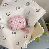 Qfdian  full screen pink plaid cherry suitable for airpods4 earphone cover pro second generation airpodspro2 protective cover