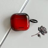 Qfdian Lovely Black Red Gradient Soft Case With Keychain Fall Prevention Lanyard Earphone Cover for AirPods 1 2 3 4 Pro 2 TPU Shell