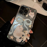Qfdian Elegant pearl blue bow bracelet capa for iphone 13pro 15pro 11 13 12 13promax 14 15 pro max 14pro cute cat shiny star phone case