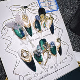 Qfdian 10Pcs High Quality Handmade Press on Nails Nail art Cancer Super Sparkling Dark Style Spicy Girl