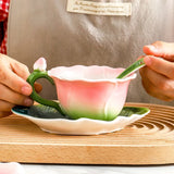 Qfdian Ceramic Rose Coffee Cup Saucer Exquisite Butterfly Kettle Afternoon Camellia Flower Teacup Flower Decoration Milk Coffee Cup New