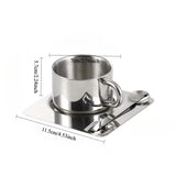 Qfdian  Minimalist Nordic Mug 3pcs Set 304 Stainless Steel Coffee Mug Heat Resistant Milk Cup with Saucer Spoon Placemat Tableware Set
