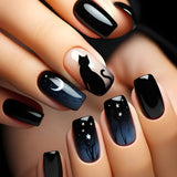 Qfdian 24pcs Mid-length French False Nails Leopard Print Gradient Design Fake Nail Ballet Datachable Press on Nails Finished Manicure