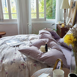 Qfdian  Striped Bedding Set INS Nordic Girls Soft 100% Cotton Bed Sheet Queen King Size Duvet Set Comforter Set Pillowcase Bed Linens