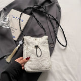 Qfdian  Y2k Aesthetic Butterfly Embroidery Mini Cellphone Bag Fashion Tassel All Match Shoulder Bags Women Pleated Handbags Crossbody
