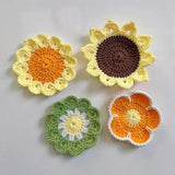 Qfdian  Flower Crochet Coaster Handmade Knitted Placemat for Tea Mug Pad Table Kitchen Decor for Birthday Wedding Tea Time
