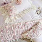 Qfdian  Princess Style Duvet Cover Sets with Lace Embroidery Bed Cover for Girls  Queen/King Size Soft Pink Bedding with Ruffles