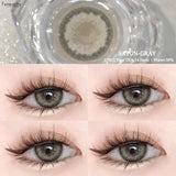 Qfdian  1Pair Natural Brown Contact Lenses for Eyes Colored Lenses Gray Pupils Big Eye Lenses Fashion Beauty Contacts Yearly