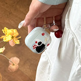 Qfdian Korean Cartoon Cute Black Cat Pattern Soft Case for AirPods Pro 2 Cover Cute 3D Apple Pendant Protection Cover for AirPods 2 3 4
