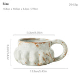 Qfdian  Retro Coarse Pottery Coffee Cup Pumpkin Shaped Coffee Cups Spoon with Lid Mugs Household Relief Cup and Disc Set Christmas Gifts