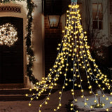 Qfdian  400LEDs Christmas Tree Toppers Lights String Holiday Fairy Waterfall Garland Lighs for Wedding New Year Party Home Party