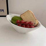 Qfdian  Relief Sculpture Porcelain Bowl French Style Simple Household Food Container Fruit Vegetables Yogurt Salad Bowl Kitchen Supplies