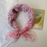 Qfdian  Printed fresh and sweet childlike style small square scarf for women spring and autumn new neck scarf sun protection scarf