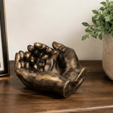 Qfdian  Bronze Silver Hand Ashtray Resin Sculpture Creative Hand Bowl Decorative Tray Home Desk Ornament Luxury Gift