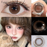 Qfdian  1 Pair Big Eyes Colored Contact Lenses Natural Brown Eyes Lens Gray Pupils Eyes Makeup Korean Style Contact Yearly Use