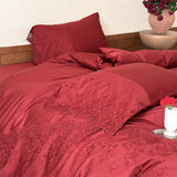 Qfdian  Vintage Lace French Princess Bedding Set 100% Cotton Double Yarn Soft Duvet Cover Flat Bed Sheet Large Ruffles Pillowcase