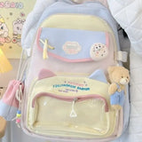 Qfdian  Fashion Transparent Sweet Kawaii Backpack High-capacity Y2k Aesthetic Schoolbag Women Students Contrast Color Patchwork Ita Bags
