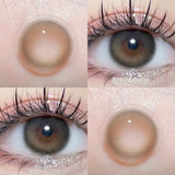 Qfdian  1 Pair(2pcs) Colored Contact Lenses For Eyes Fashion Natural Brown Lenses Myopia Lenses with Diopters Degree Green Eye L
