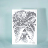 Qfdian Dragon Slayer Warrior Waterproof Temporary Tattoo Sticker, Long-lasting Waterproof for 1-2 weeks, Semi-Permanent Fake tattoo