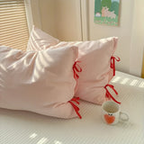 Qfdian  Double Sided Stripes Bow Pillow Cases 48x74cm Soft Comfortable Covers Cotton Pillow Cover Pillow Sham Beds Home Decoration gifts