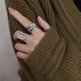 Fashion Silver Color Finger Rings Set for Women 2024 Hot Sale Creative Simple Irregular Geometric Party Jewelry Gift