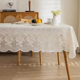 Qfdian  1pc Three Dimensional Lace Printed Tablecloth PVC Material Anti Slip Table Mat Square Household Hanging Edge Dining Desk Cover
