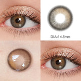 1 Pair/2pcs Fashion Natural Brown Lenses 14mm Colored Contact Lenses For Eyes Small Beautiful Pupil with Myopia Degree