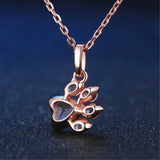 Rose Gold Color Bear Paw Dog Cat Claw Necklace for Women Pink Zircon Cute Footprint Women Choker Necklaces Cat Jewelry Sets