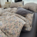 Qfdian  Duvet Cover Set  A-class Ultra Soft Jacquard Double-layer Yarn Washed Cotton Bedding Set  Floral Bed Sheet