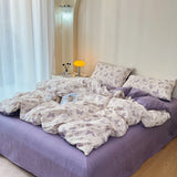 Qfdian  Retro Style Duvet Cover Set New Butterfly Bed Sheet Four Piece Set High Beauty Quilt Sheet Bed Sheet Bedding Set