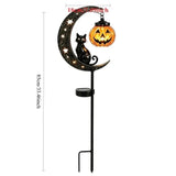 Qfdian  1-4PCS Solar Halloween Garden Light Skeleton Ghost Dancing Pumpkin Moon Glow Stake for Lawn Pathway Porch Decor