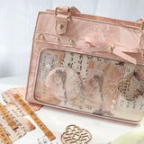 Qfdian Japanese Sweet Kawaii Women's Handbags Transparent Casual Streetwear Ita Bags Y2k Aesthetic Chic All Match Shoulder Underarm Bag