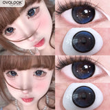 Qfdian  2pc Colored Contact Lenses Crystal Blue Big Eyes Doll Eyes Natural Black Gray Pupils  Lens Brown Sparkles Contact Lenses