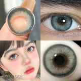 Qfdian  1 Pair Color Contact Lenses with Diopters Brown Lens Big Eyes Colored Makeup Natural Eye Lens Beautiful Gray Pupils Lens