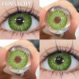 Qfdian 2pcs Blue Color Contact Lenses Natural Contact Lenses for Eyes Beautiful Eyes Lens Cosmetic Pupils Green Colored Lens