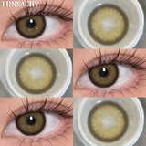 Qfdian  2PCS Natural Brown Gray Lenses for Eyes Blue Lenses Beautiful Pupil Korean Fashion Color Round Lens Yearly Cosmetics