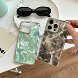 Qfdian Blue water-wave motting summer fundas for iphone 14pro 12 13 15promax 15 15pro 14 pro max 13pro 12pro ilvery frame phone case